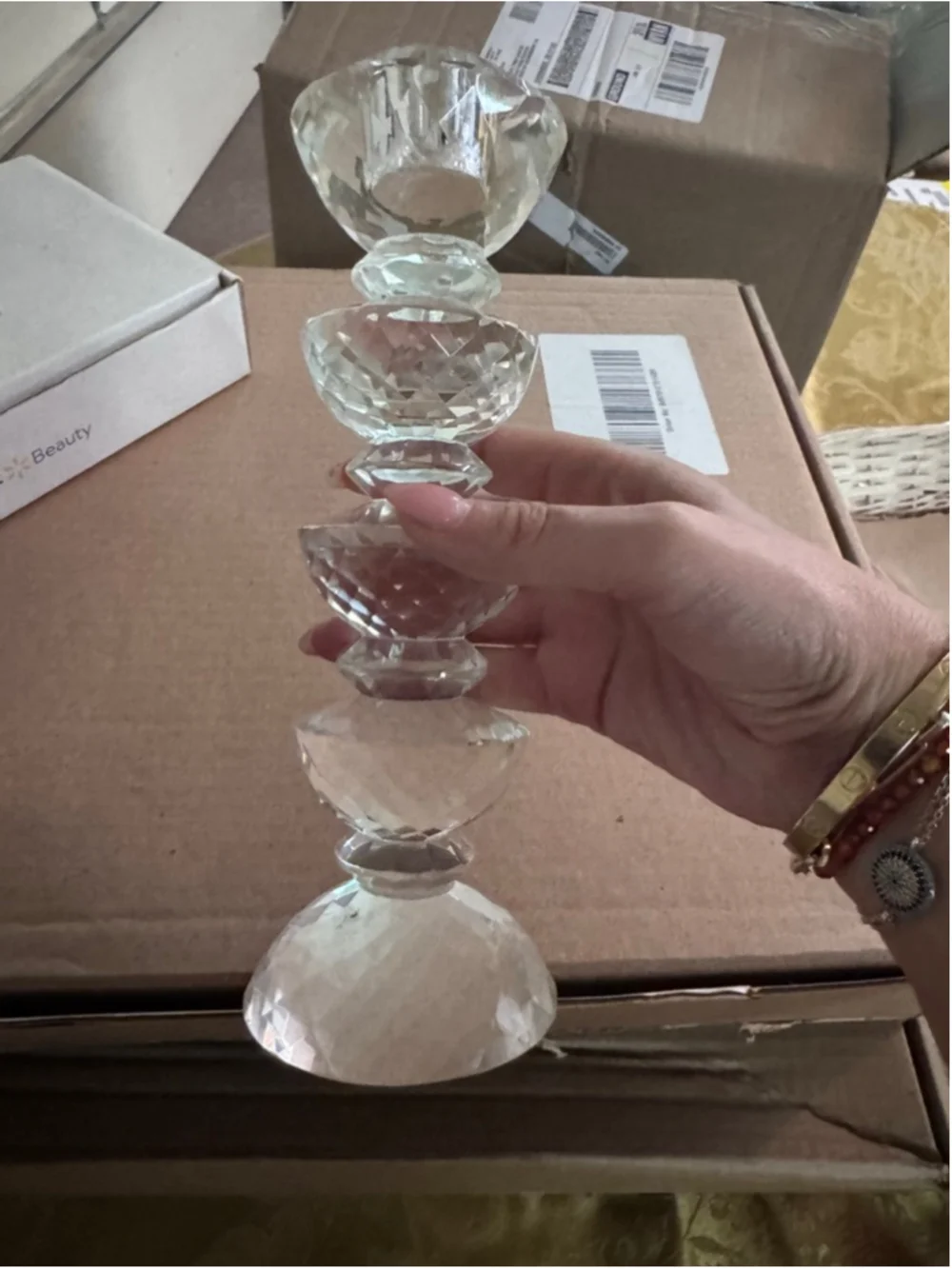 Vintage Crystal Candle Holder Clear One Size